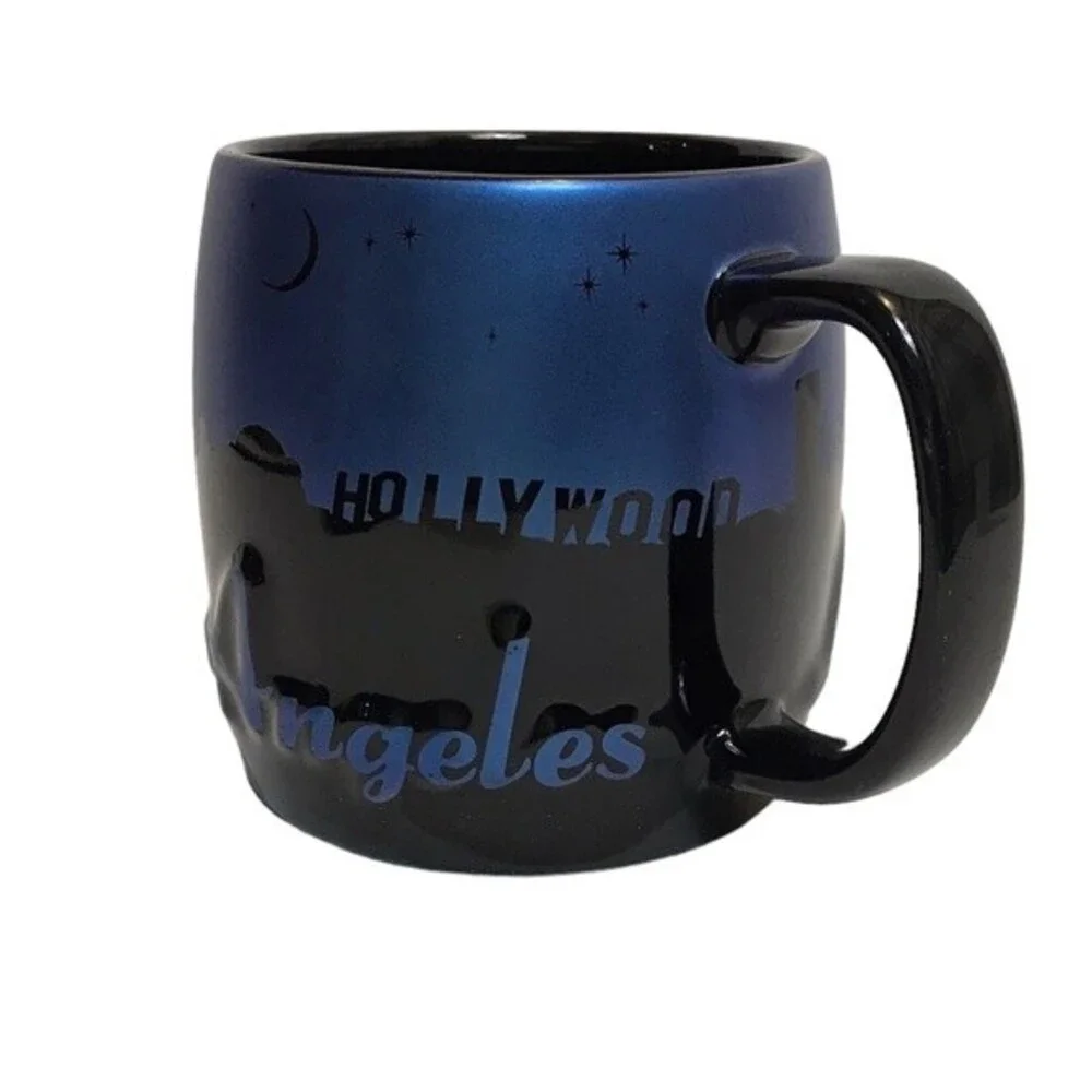 Los‎ Angeles Skyline CERAMIC COFFEE MUG (24 Oz)Black&Blue Hollywood￼ Americaware